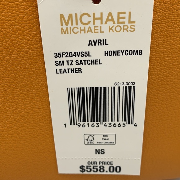 MICHAEL KORS AVRIL SMALL TOP ZIP SATCHEL CROSSBODY BAG HONEYCOMB COLOR - Picture 15 of 15